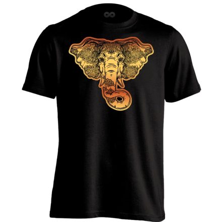 Elefánt "arany" férfi póló ezoterikus (fekete)