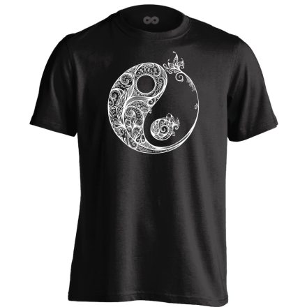 Nonfiguratív Yin-Yang ezoterikus férfi póló (fekete)