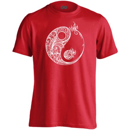 Nonfiguratív Yin-Yang ezoterikus férfi póló (piros)