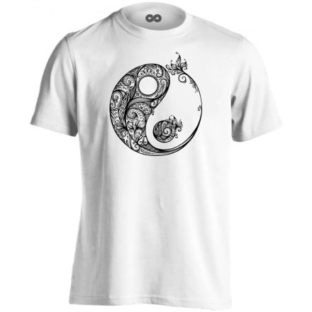 Nonfiguratív Yin-Yang ezoterikus férfi póló (fehér)