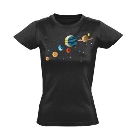 Univerzum ragyogása női póló (fekete)
