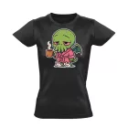 Ébredező Cthulhu cool női póló (fekete)