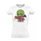 Ébredező Cthulhu cool női póló (fehér)