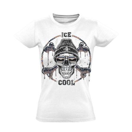 Koponya "ice cool" női póló (fehér)