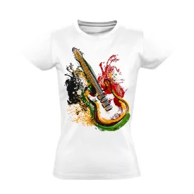 Absztrakt "gitár" női póló (fehér)