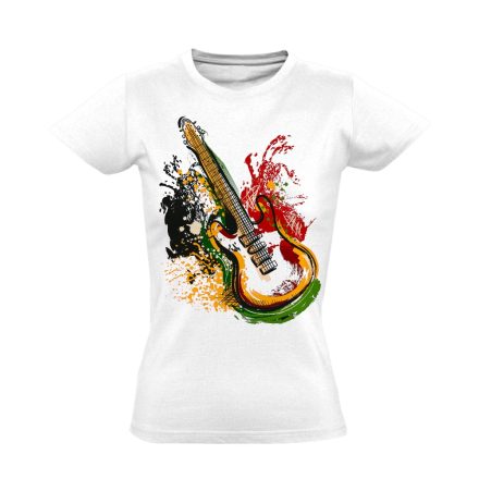 Absztrakt "gitár" női póló (fehér)