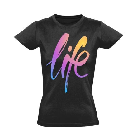 Felirat "élet" női póló (fekete)