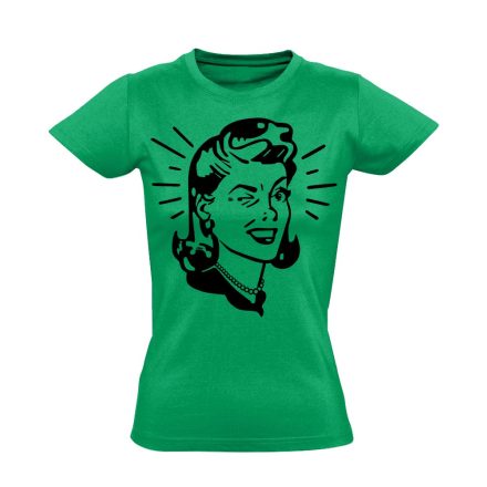 Portré "retronő" női póló (zöld)