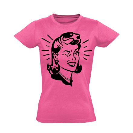 Portré "retronő" női póló (rózsaszín)