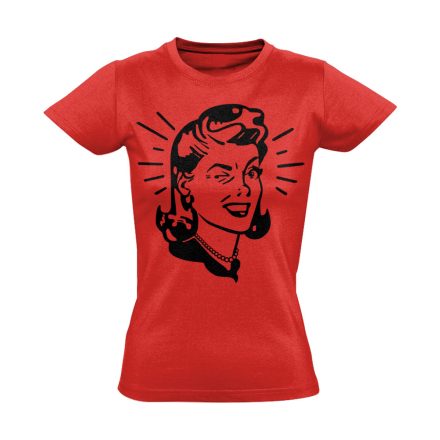 Portré "retronő" női póló (piros)