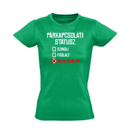 Gamer kapcsolat gamer női póló (zöld)
