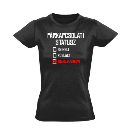 Gamer kapcsolat gamer női póló (fekete)
