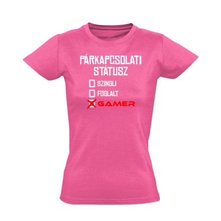 Gamer kapcsolat gamer női póló (rózsaszín)