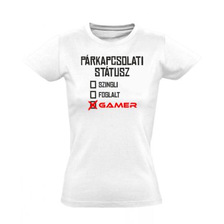 Gamer kapcsolat gamer női póló (fehér)