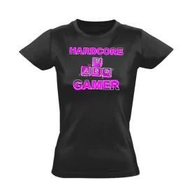Hardcore gamer női póló (fekete)