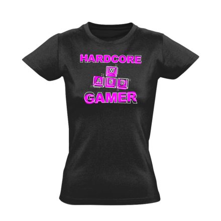 Hardcore gamer női póló (fekete)