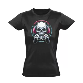 Halálos játékos gamer női póló (fekete)