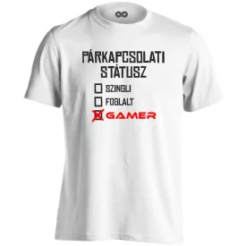 Gamer kapcsolat gamer férfi póló (fehér)