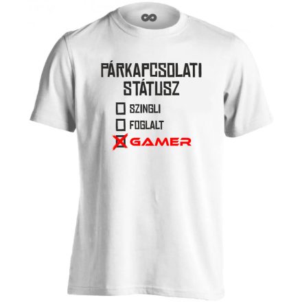 Gamer kapcsolat gamer férfi póló (fehér)