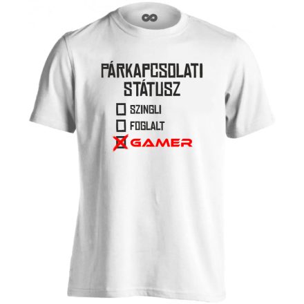 Gamer kapcsolat gamer férfi póló (fehér)