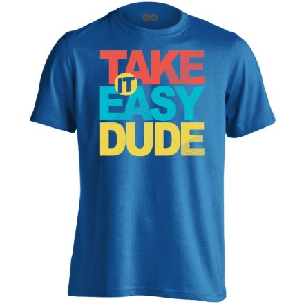 Felirat "take it easy" férfi póló (kék)