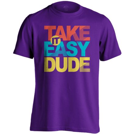 Felirat "take it easy" férfi póló (lila)