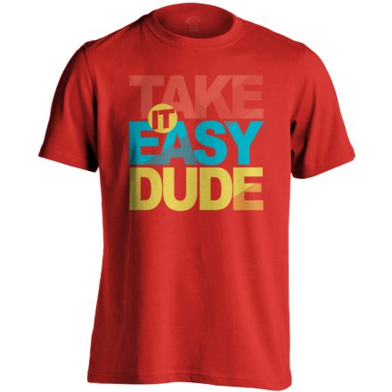 Felirat "take it easy" férfi póló (piros)
