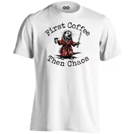 Coffee & Chaos cool férfi póló (fehér)