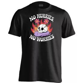 No hurries no worries cool férfi póló (fekete)