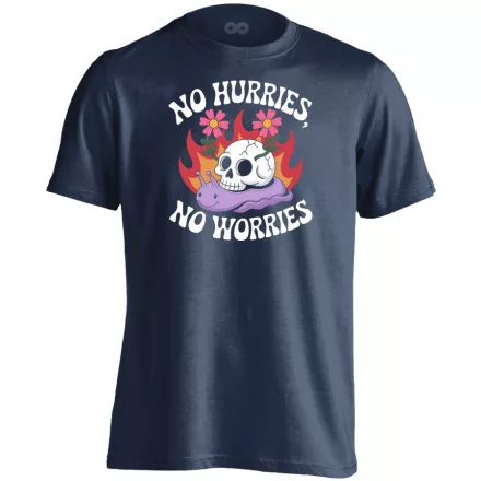 No hurries no worries cool férfi póló (tengerészkék)
