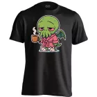 Ébredező Cthulhu cool férfi póló (fekete)