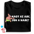 Nagy az arc, jön a harc cool férfi póló (fekete)