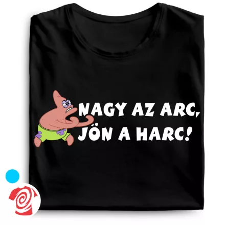 Nagy az arc, jön a harc cool férfi póló (fekete)