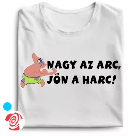 Nagy az arc, jön a harc cool férfi póló (fehér)
