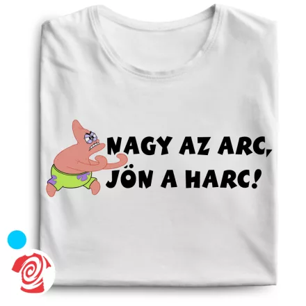 Nagy az arc, jön a harc cool férfi póló (fehér)
