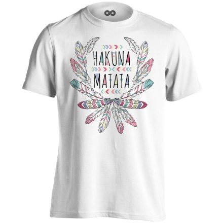 Felirat "hakuna matata" férfi póló (fehér)