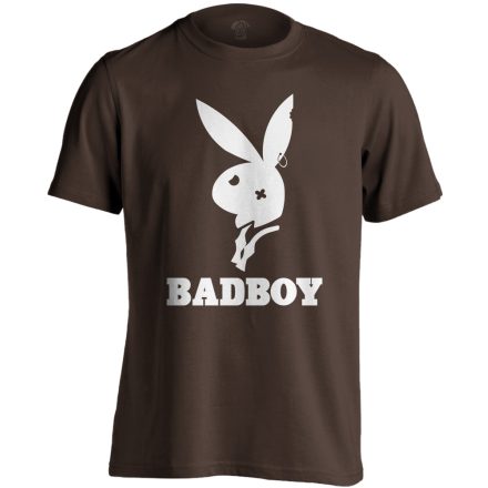 Felirat "bad boy" férfi póló (csokoládébarna)