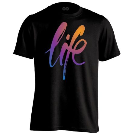 Felirat "élet" férfi póló (fekete)