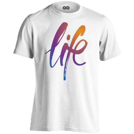 Felirat "élet" férfi póló (fehér)