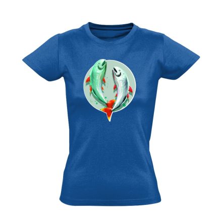 Théta halak csillagjegyes női póló (kék)