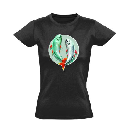 Théta halak csillagjegyes női póló (fekete)