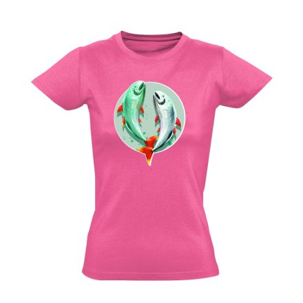 Théta halak csillagjegyes női póló (rózsaszín)