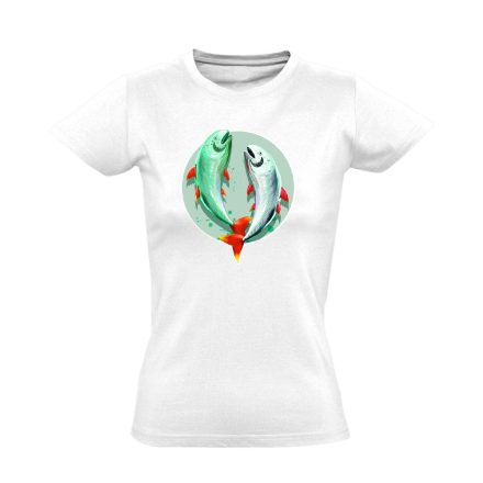 Théta halak csillagjegyes női póló (fehér)