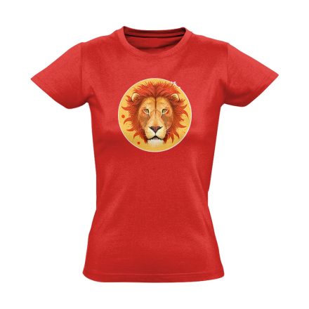 Théta oroszlán csillagjegyes női póló (piros)