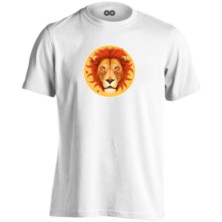Théta oroszlán csillagjegyes férfi póló (fehér)
