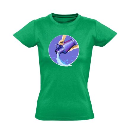 Théta vízöntő csillagjegyes női póló (zöld)