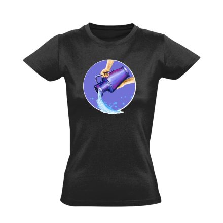 Théta vízöntő csillagjegyes női póló (fekete)