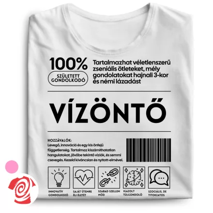 Vízöntő összetevők csillagjegyes női póló (fehér)