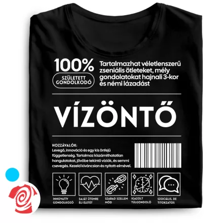 Vízöntő összetevők csillagjegyes férfi póló (fekete)