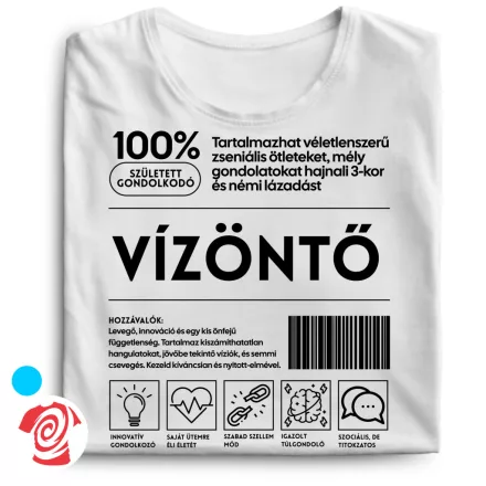 Vízöntő összetevők csillagjegyes férfi póló (fehér)